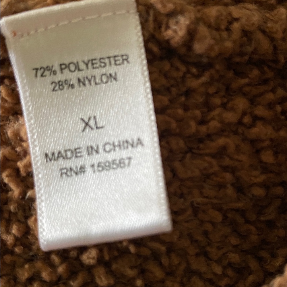 Hazel Moon Teddy Bear Brown Cozy V-Neck Sweater - Picture 10 of 10